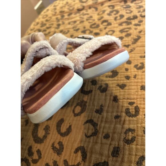 Koolaburra Ugg Sherpa Leather Slides Platform Pink Women’s Size 5 Sandals - Picture 6 of 7